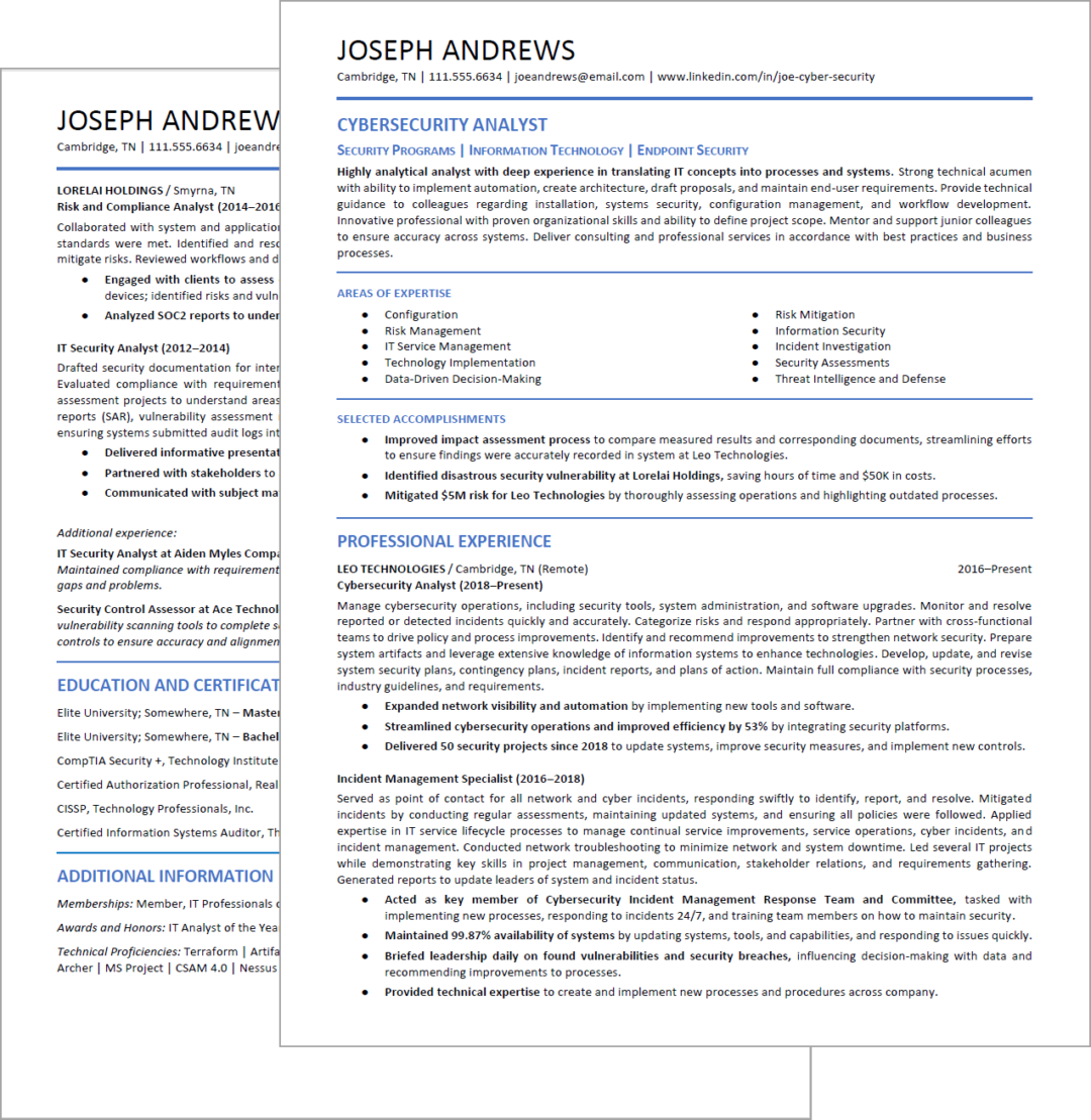 Cyber Security Resume Example - The Complete Guide with Template