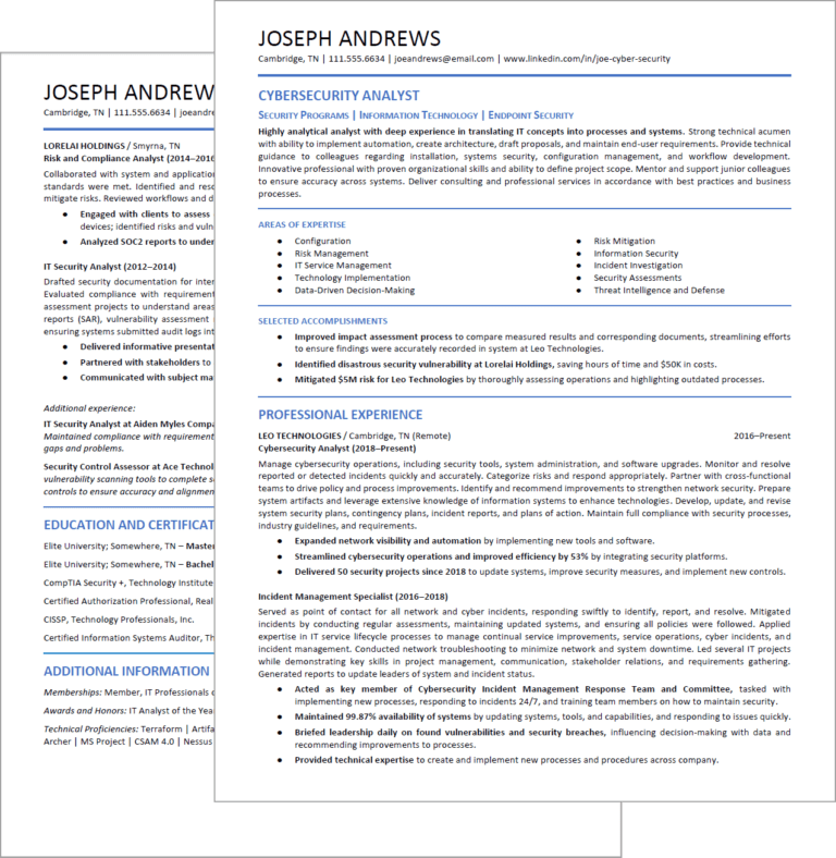 Cyber Security Resume Example - The Complete Guide with Template