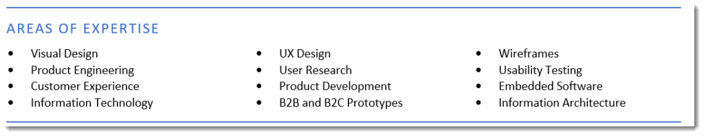 UX Designer Areas of Expertise